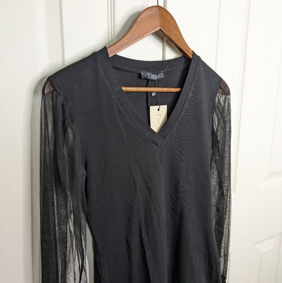 NEW Metamorphoza Top Small Tulle Sheer Sleeves Black Avant Garde Lagenlook - Picture 5 of 12